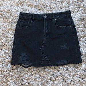 Black Jean Mini Skirt